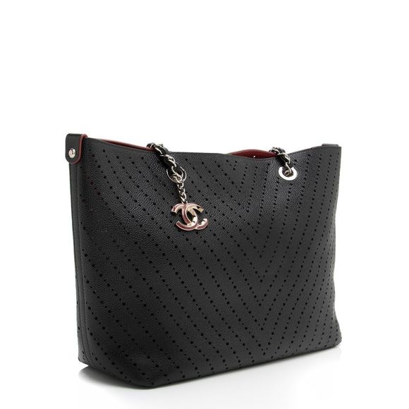 Chanel Perforated Caviar Leather CC Shopping Tote - Picture 2 of 13